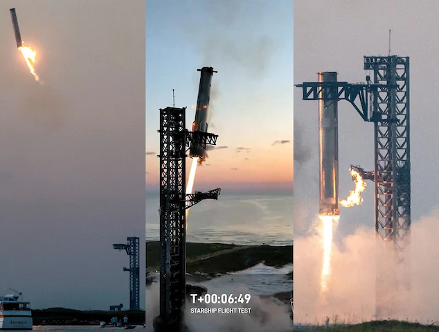 As massive stars hip booster is caught by mechanical arms back at the launch pad, SpaceX creates history.